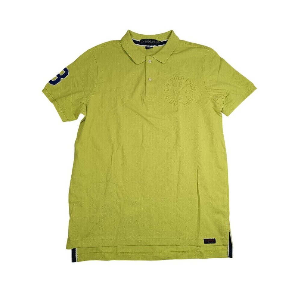 US Polo Assn Mens Polo Shirt M Green Short Sleeve‎ Cotton